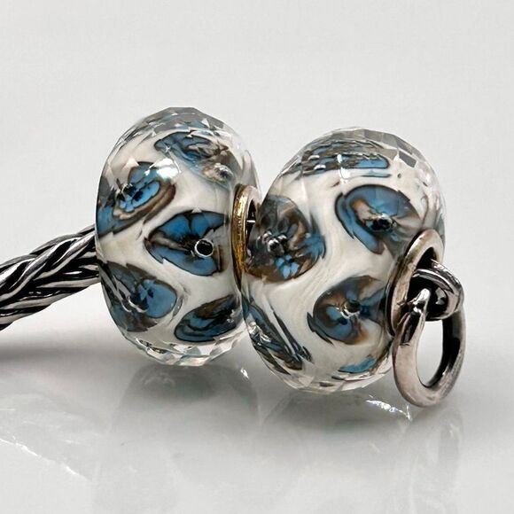 TROLLBEADS Blue White Faceted Unique LAA 925S NEW! $ Per Bead - Picture 2 of 6